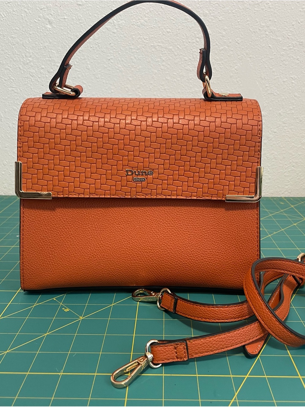 Orange Textured Top-Handle Satchel
